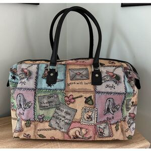 Vintage Disney Winnie the Pooh Tapestry Patchwork Duffle Bag Weekender Luggage